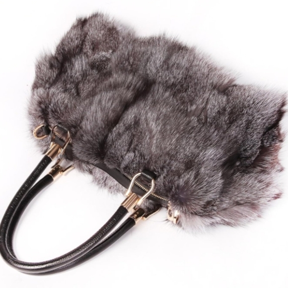 NWT $269 Real Fox and Leather Bag Purse Women's Shoulder Handbag - Picture 1 of 12